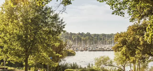 Services Berlin Convention Office Sustainable Meetings Berlin with sustainable service providers for your event - view of Wannsee lake at summer